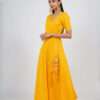 Yellow Bandhani Angrakha Long Kurta for Women