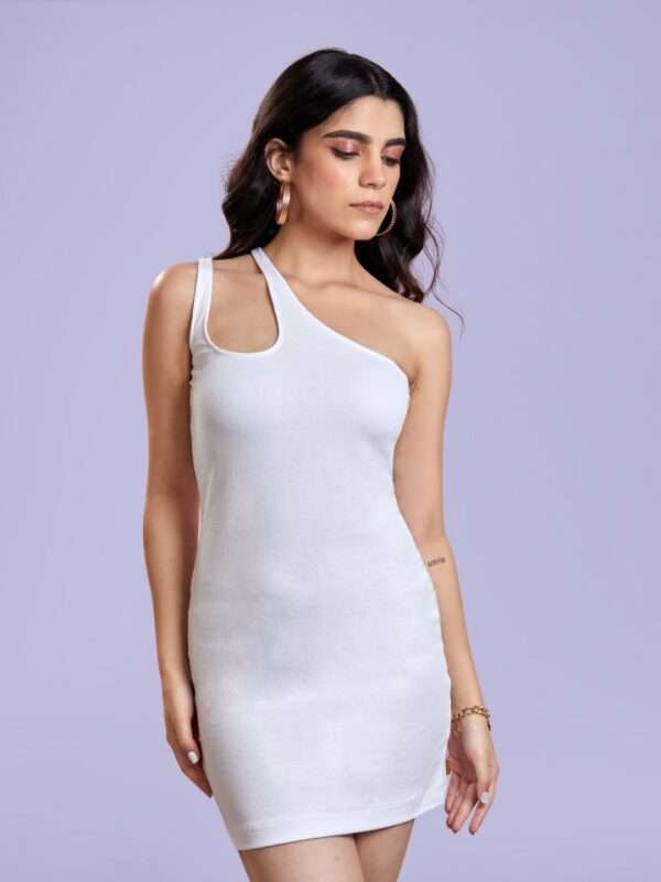 Buy White One Shoulder Cut Out Dress for Parties