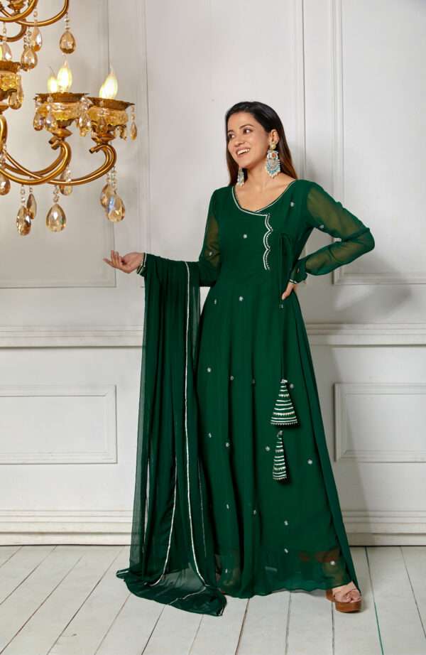Buy Imperial Green Anarkali with Dupatta Online from NUD